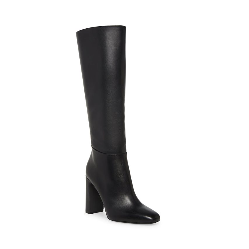 Black Steve Madden Ally Leather Women's Knee-high Boots | PH 9783FTE